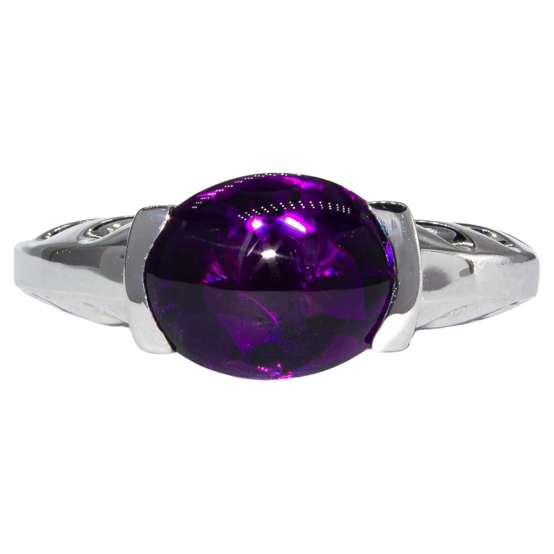 Kurt Wayne 3.17 Carat Amethyst Cabochon Cocktail Ring