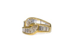 Vintage Kurt Wayne 3.44 Carat Total Baguette Diamond 18K Yellow Gold Ring
