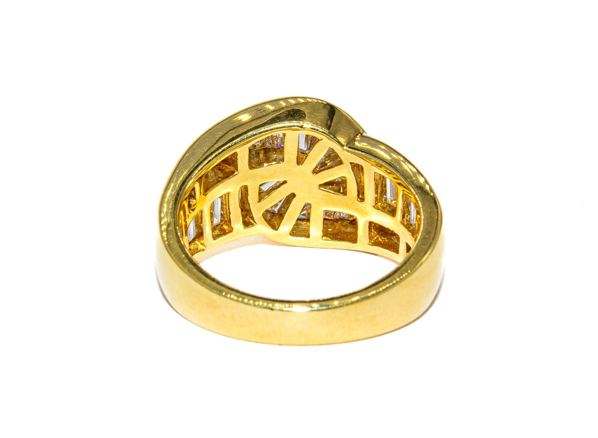 Kurt Wayne 3,44 Karat Gesamt Baguette-Diamant-Cocktailring (Baguetteschliff) im Angebot