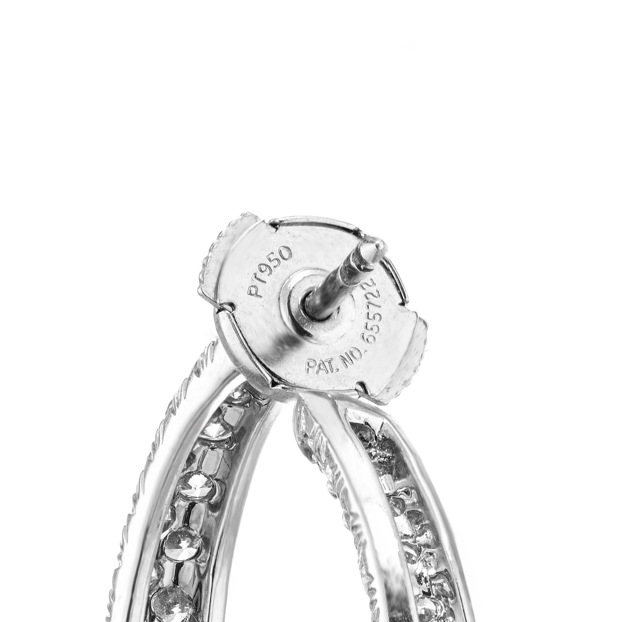 Kurt Wayne 3.50 Carat Diamond Platinum Swirl Hoop Earrings In Excellent Condition For Sale In Stamford, CT