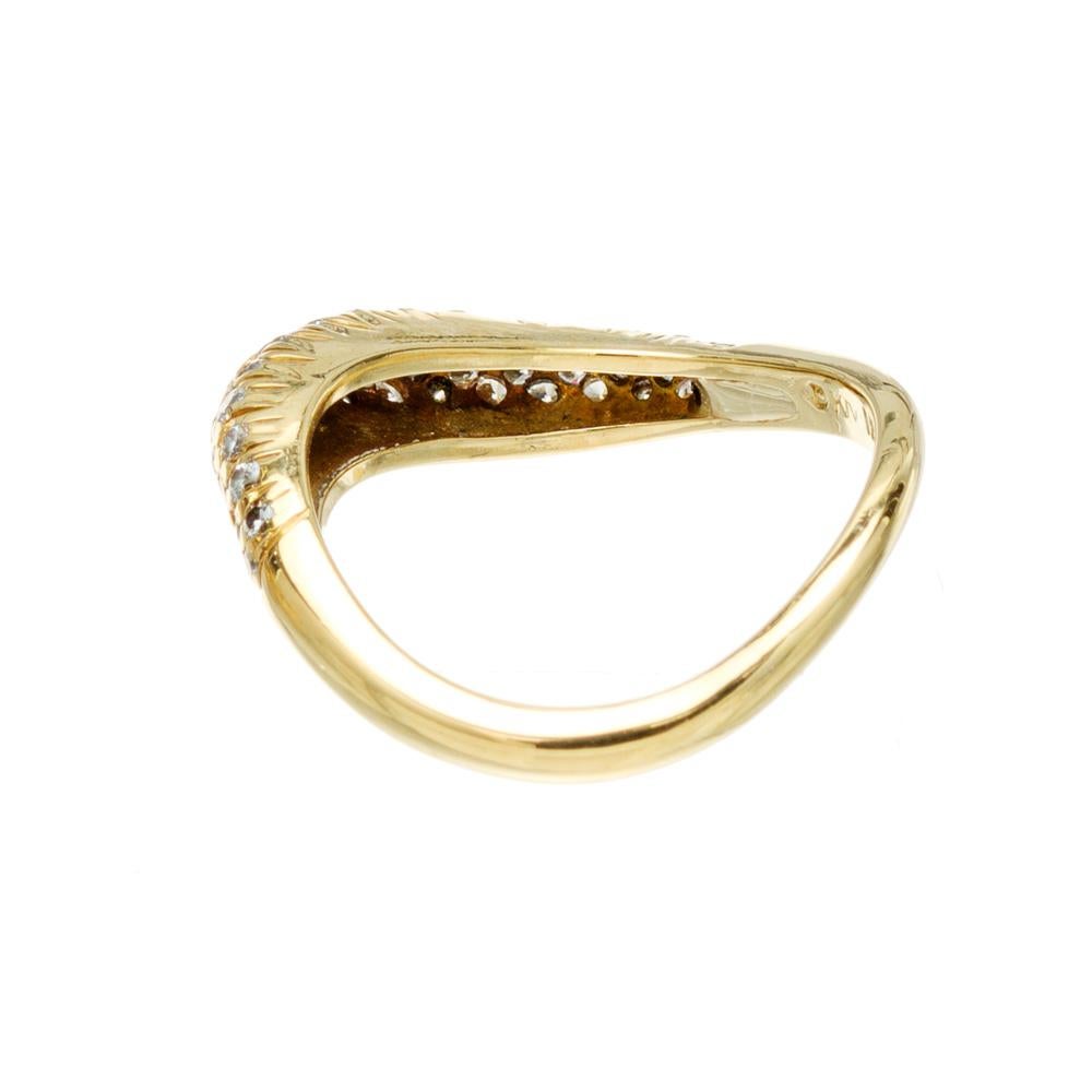 Round Cut Kurt Wayne .63 Carat Diamond Yellow Gold Pave Band Ring For Sale