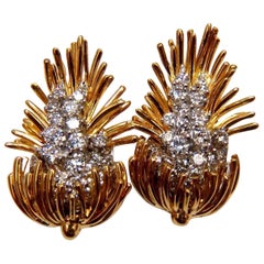 Kurt Wayne Cluster Earrings 18 Karat Platinum Omega