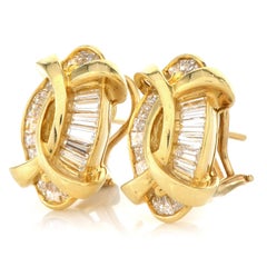 Kurt Wayne - Boucles d'oreilles à clip en or jaune 18 carats avec diamants et bypass ovale