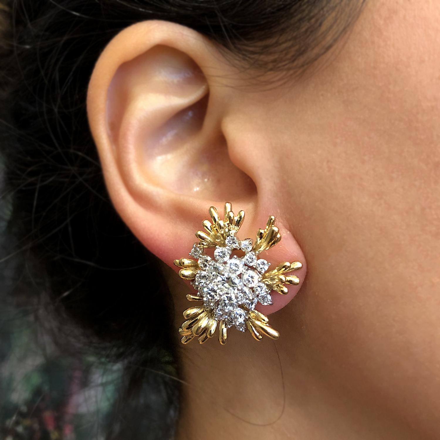 Women's Kurt Wayne Diamond Blossom Gold Earrings