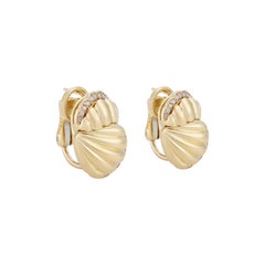 Kurt Wayne Diamond Swirl Yellow Gold Clip Post Earrings