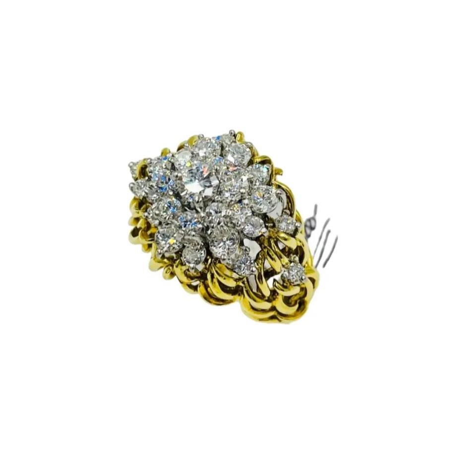 Women's or Men's Kurt Wayne Diamond Yellow Gold Cluster Ring 