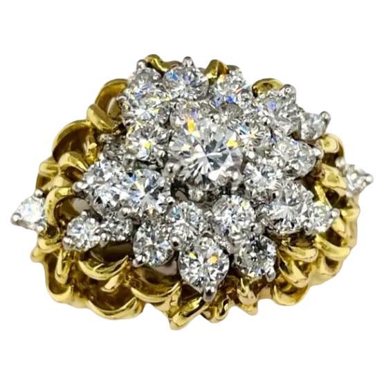 Kurt Wayne Diamond Yellow Gold Cluster Ring 