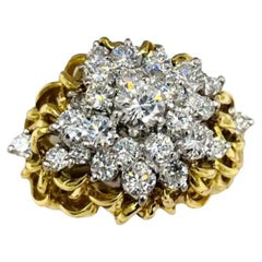 Vintage Kurt Wayne Diamond Yellow Gold Cluster Ring 