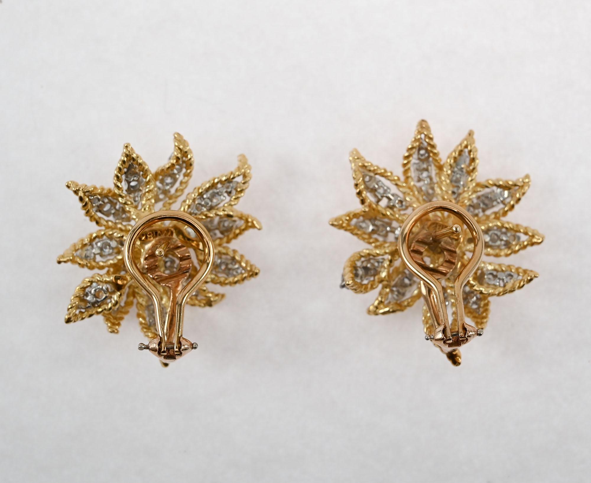 Kurt Wayne Floral Diamond Earrings In condizioni ottime in vendita a Darnestown, MD