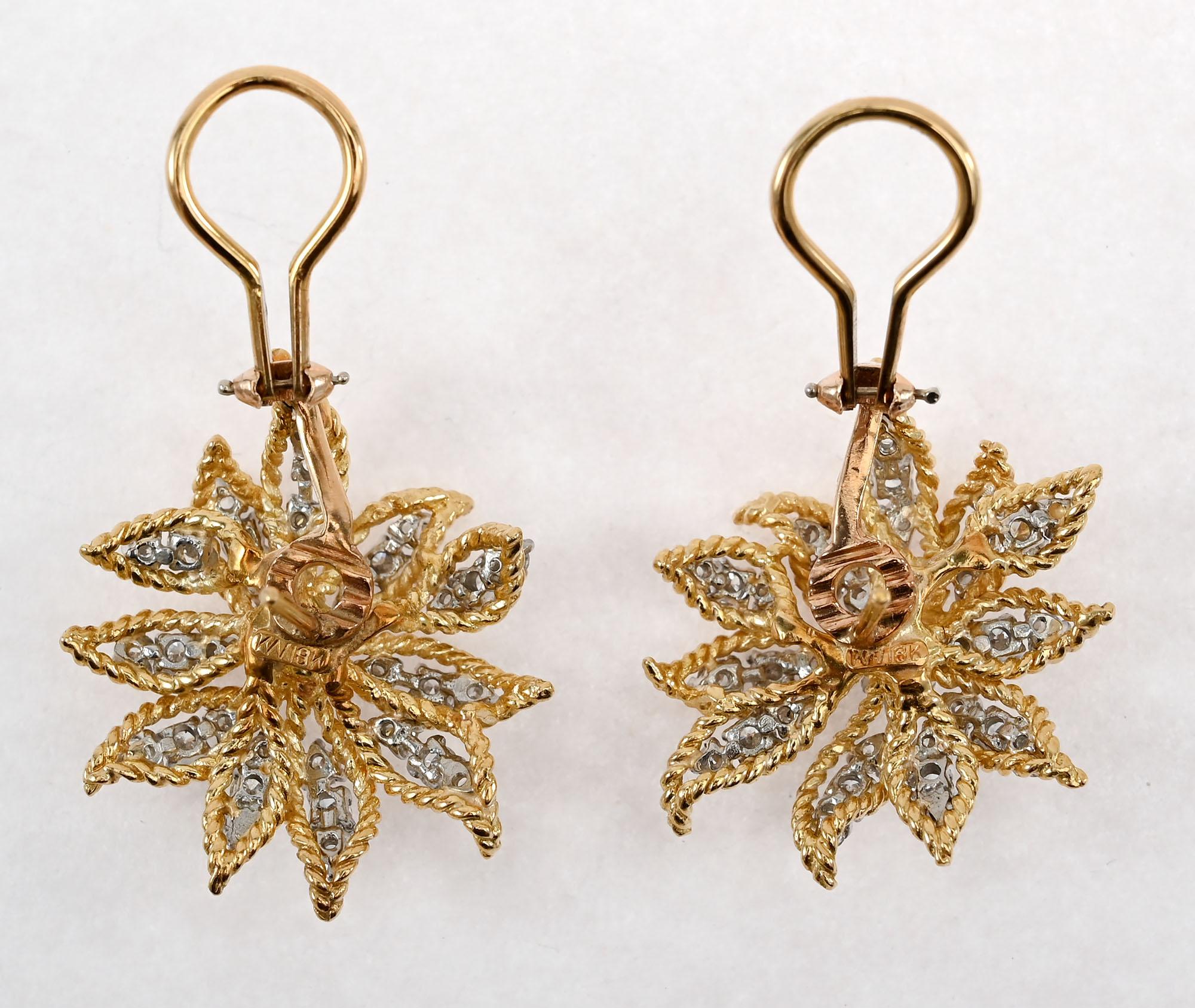 da uomo o donna Kurt Wayne Floral Diamond Earrings in vendita