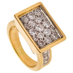 KURT WAYNE Geometrischer Cocktailring aus 18 Karat Gelbgold mit 1,71 Gesamtdiamanten