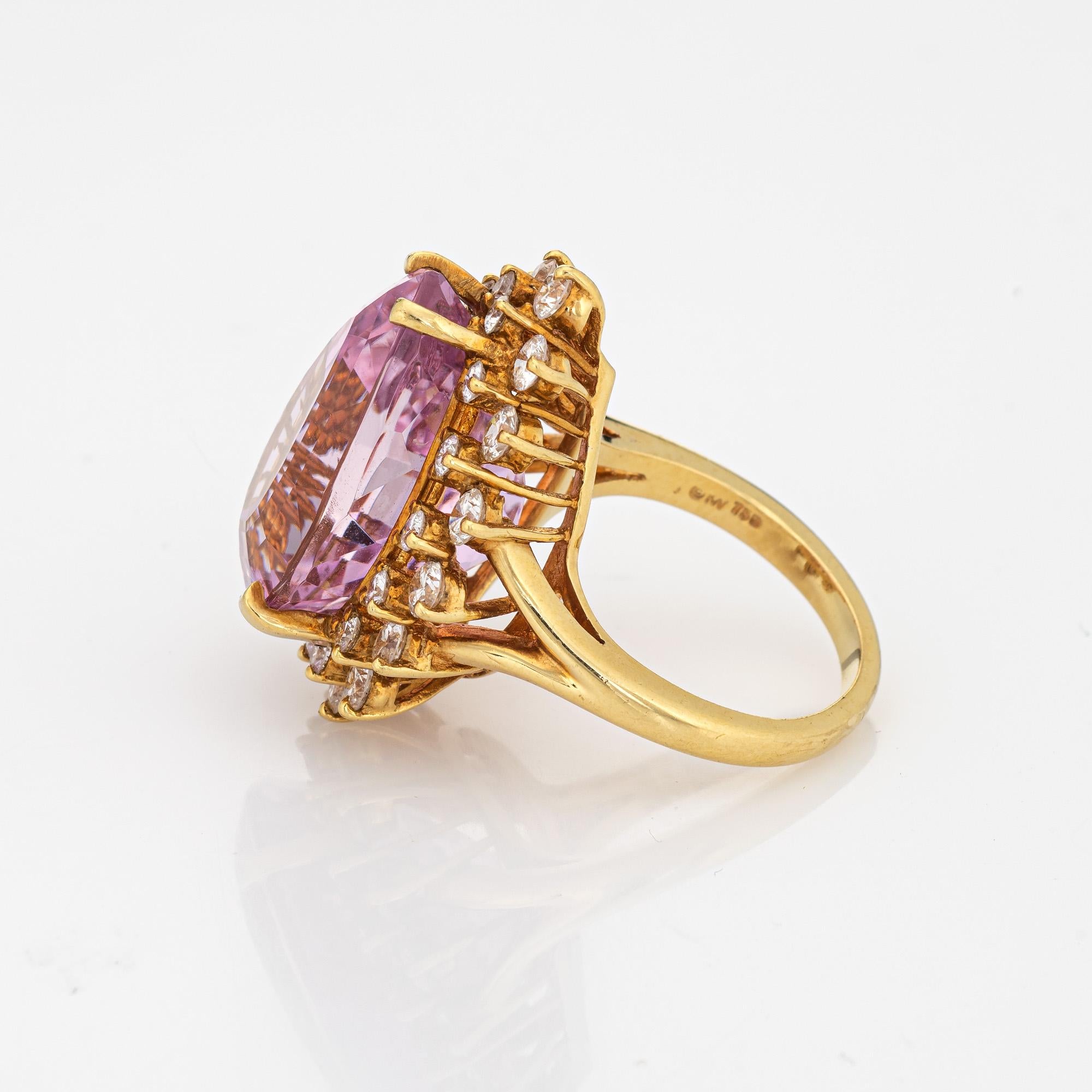 Modern Kurt Wayne Kunzite 2.72ct Diamond Ring Vintage 18k Yellow Gold Cocktail Jewelry For Sale