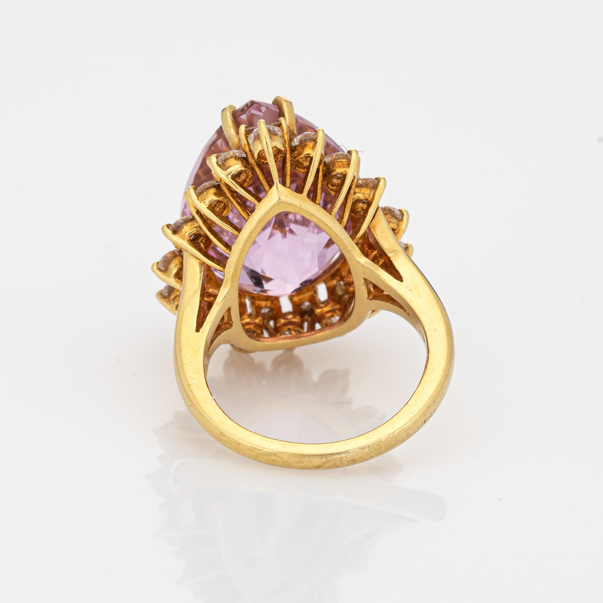 Pear Cut Kurt Wayne Kunzite 2.72ct Diamond Ring Vintage 18k Yellow Gold Cocktail Jewelry For Sale