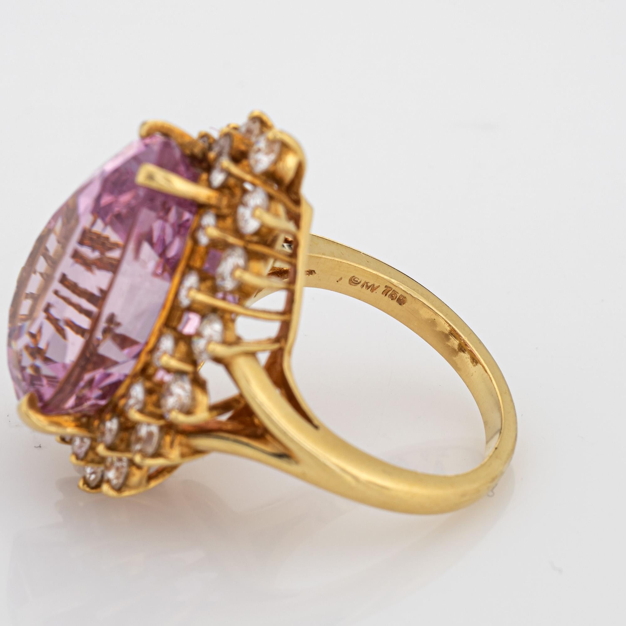 Women's Kurt Wayne Kunzite 2.72ct Diamond Ring Vintage 18k Yellow Gold Cocktail Jewelry For Sale