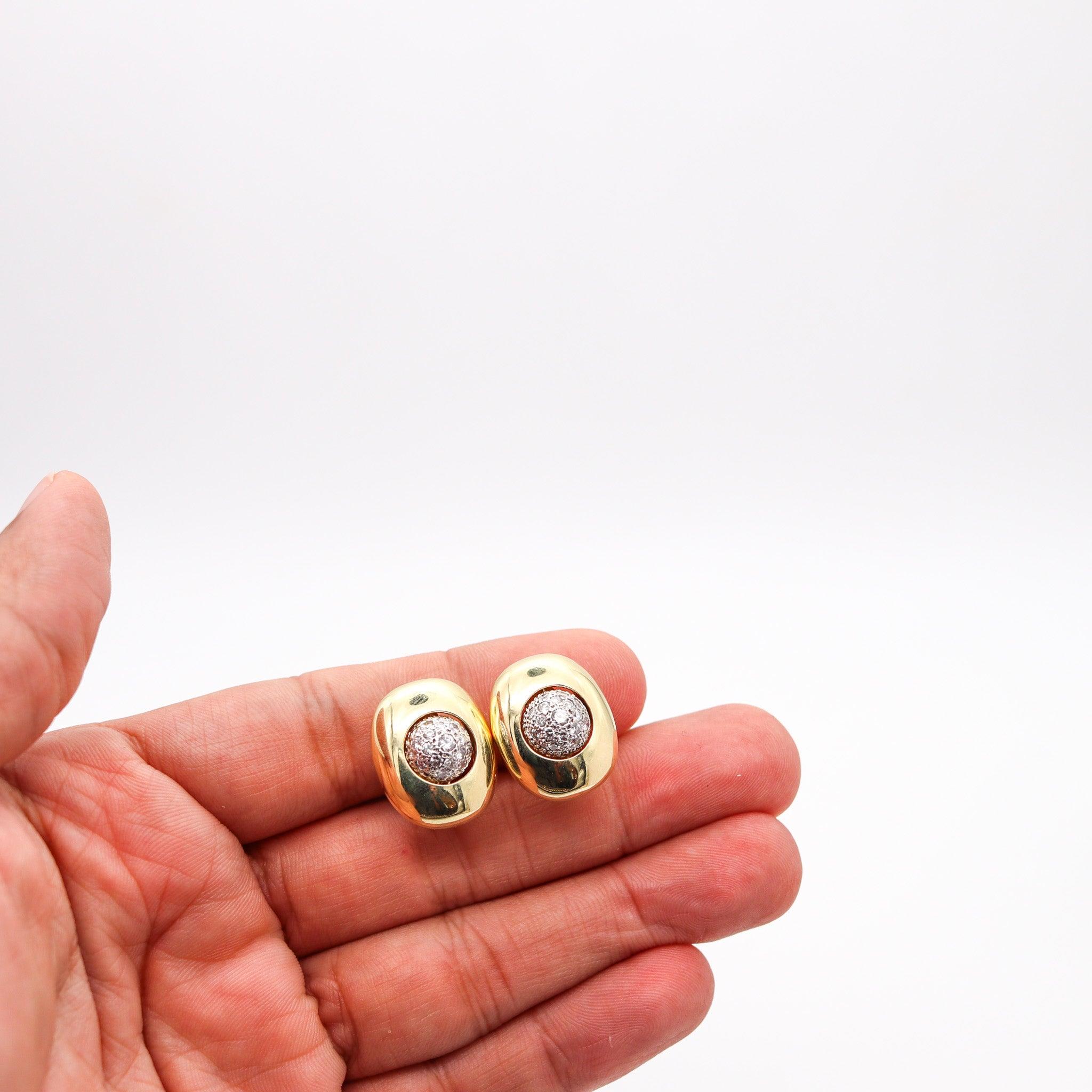 Women's KURT WAYNE Modernist Two Tones Earrings In 18Kt Yellow Gold With VS Diamonds