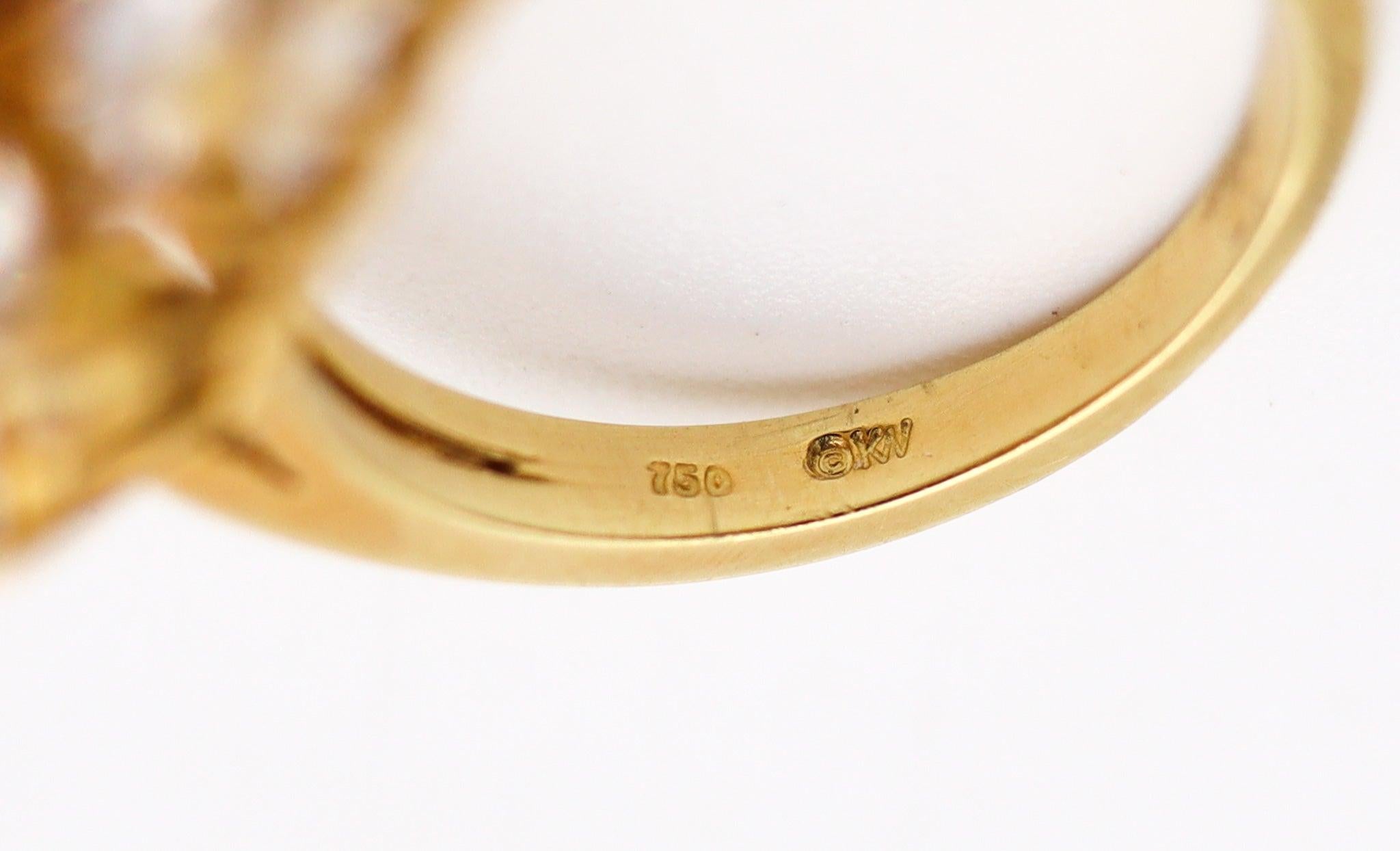 KURT WAYNE Ring in 18Kt Gelbgold mit 4,22 Ctw Vivid Rubinen und Diamanten im Angebot 1
