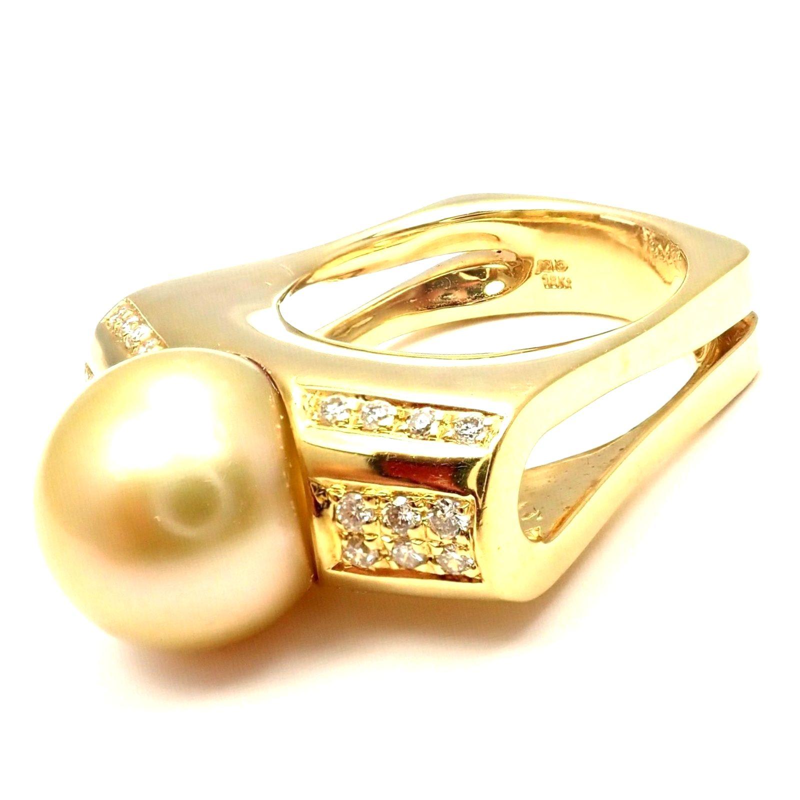 Kurt Wayne South Sea Golden Pearl Diamond Yellow Gold Ring 2