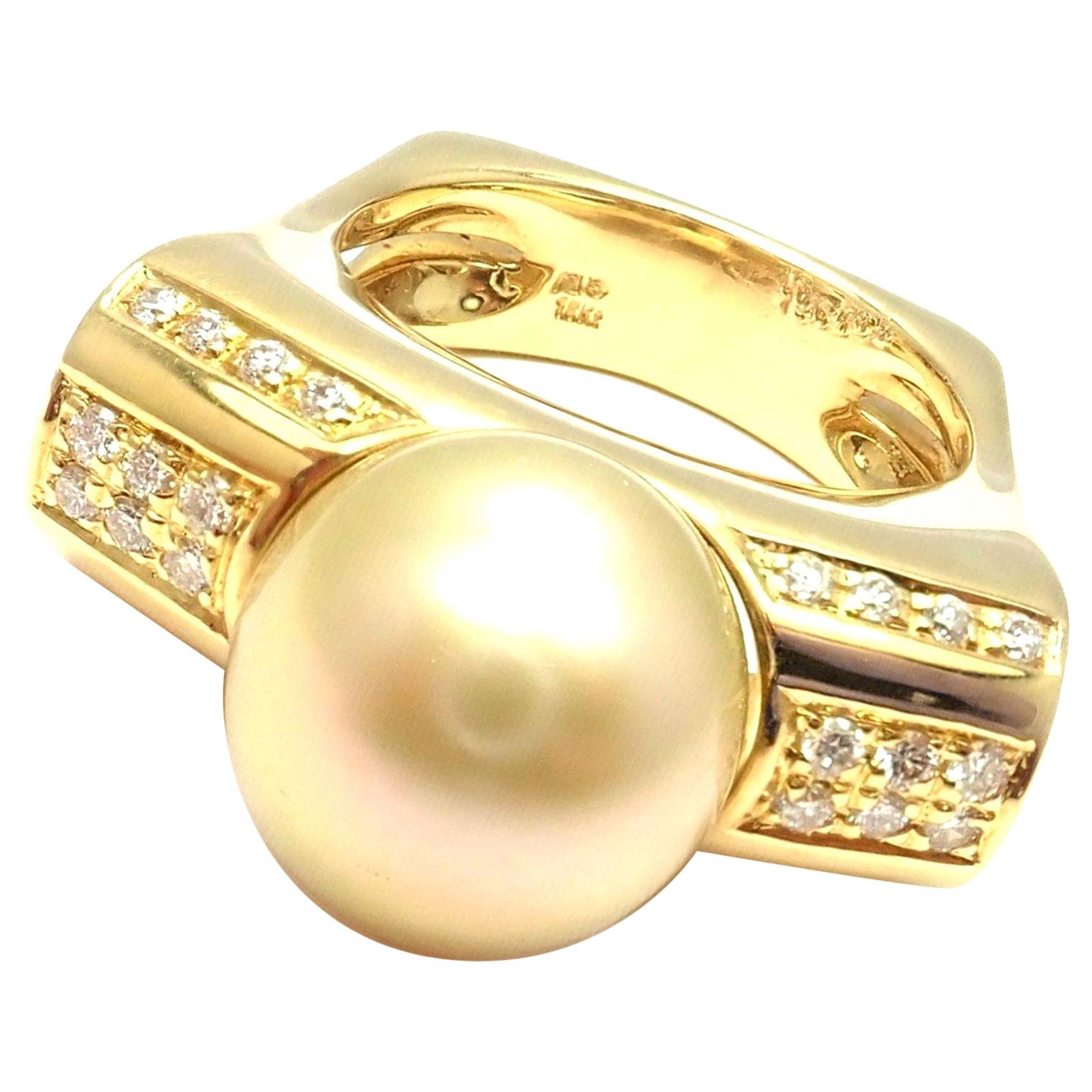 Kurt Wayne South Sea Golden Pearl Diamond Yellow Gold Ring