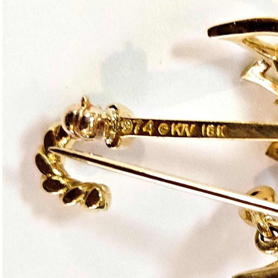 Taille ronde Broche parapluie Kurt Wayne en or jaune 18 carats et diamants, 1974 en vente
