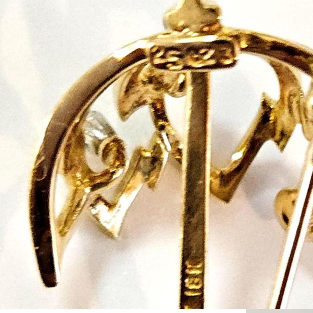 Broche parapluie Kurt Wayne en or jaune 18 carats et diamants, 1974 Excellent état - En vente à North Miami, FL