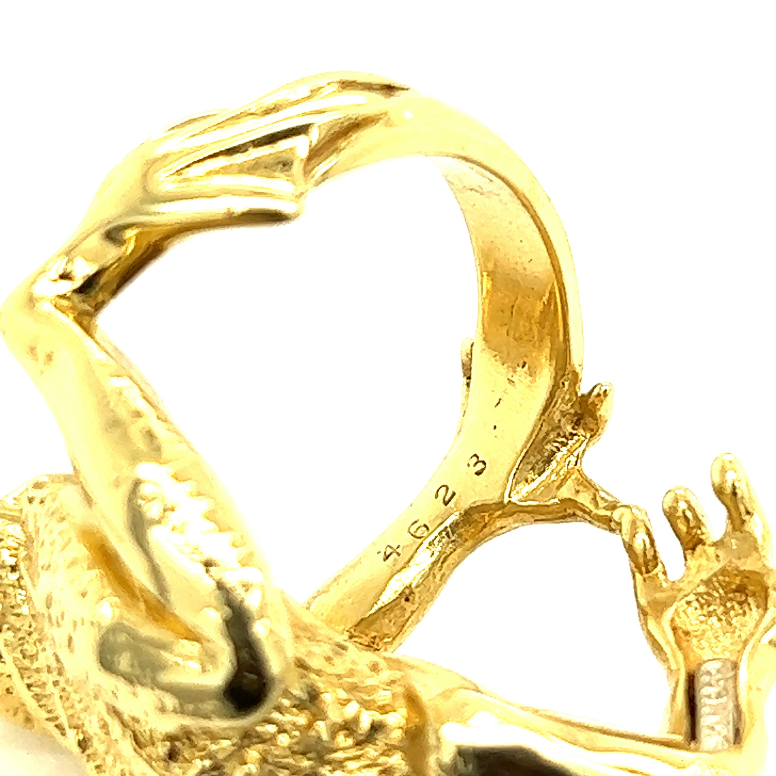 Kurt Wayne Vintage 18k Yellow Gold Large Frog Ring 3