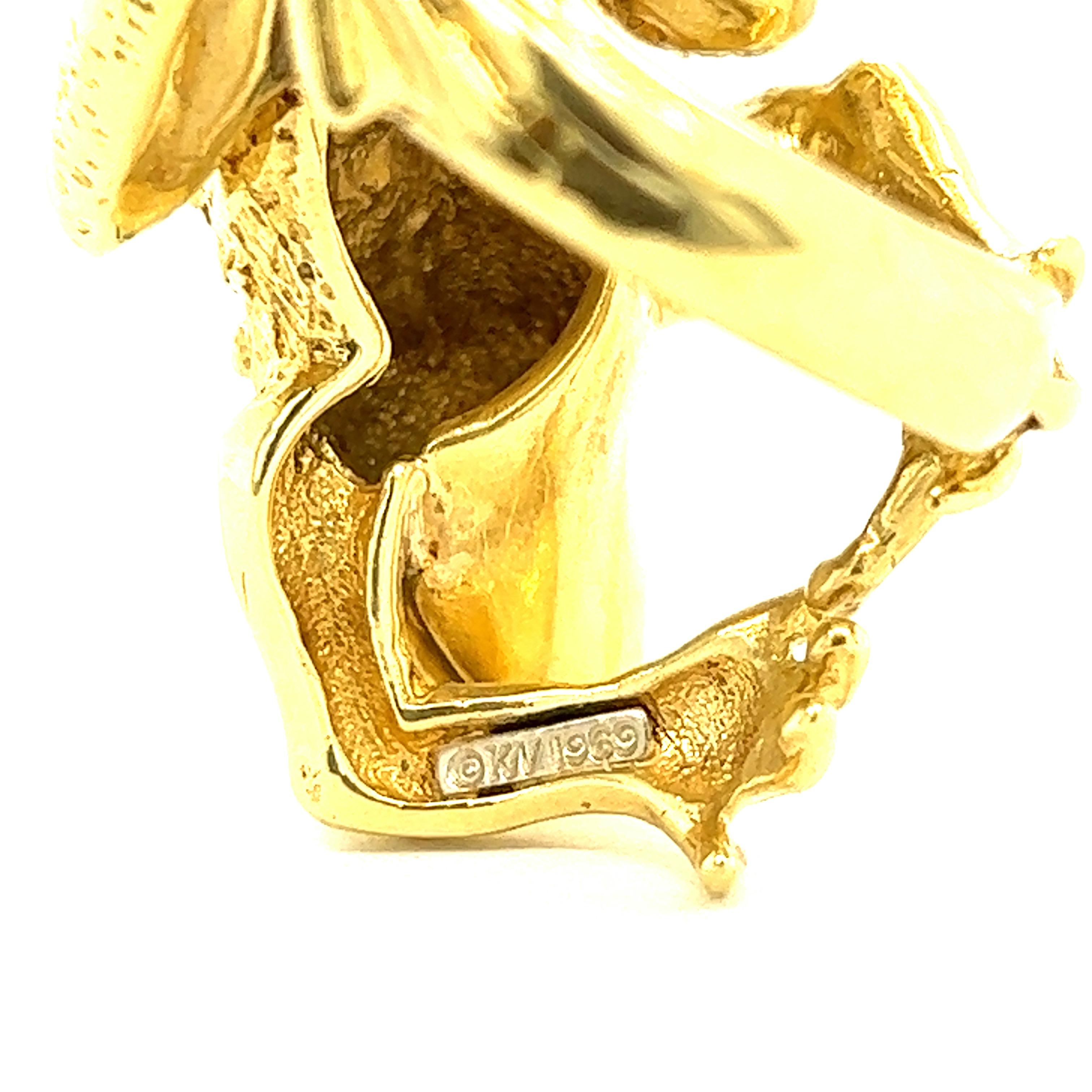 Kurt Wayne Vintage 18k Yellow Gold Large Frog Ring 4