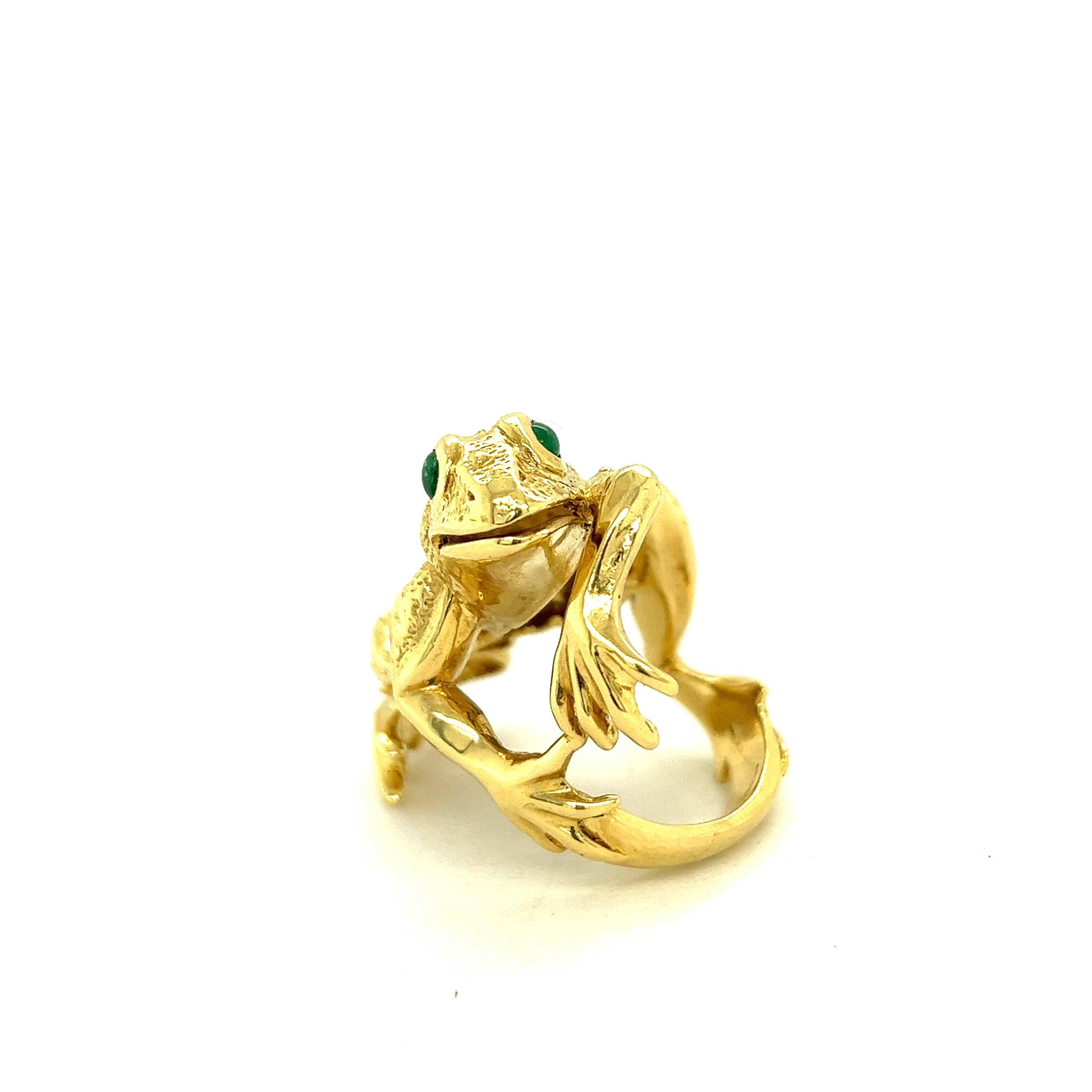 Contemporary Kurt Wayne Vintage 18k Yellow Gold Large Frog Ring