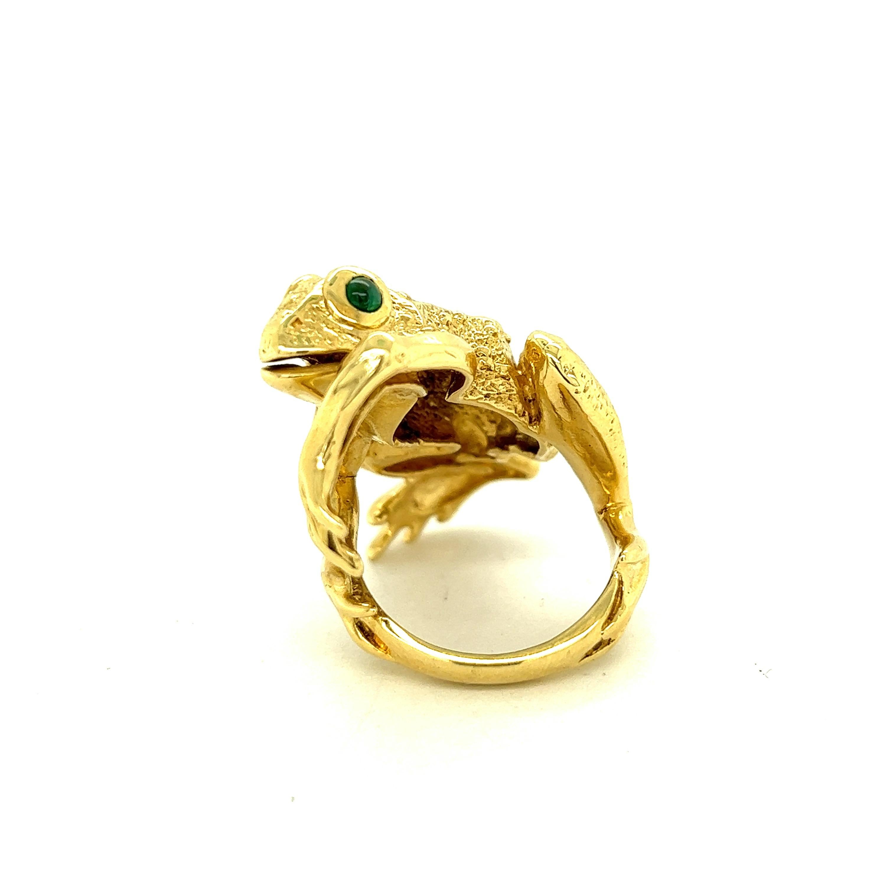 Cabochon Kurt Wayne Vintage 18k Yellow Gold Large Frog Ring