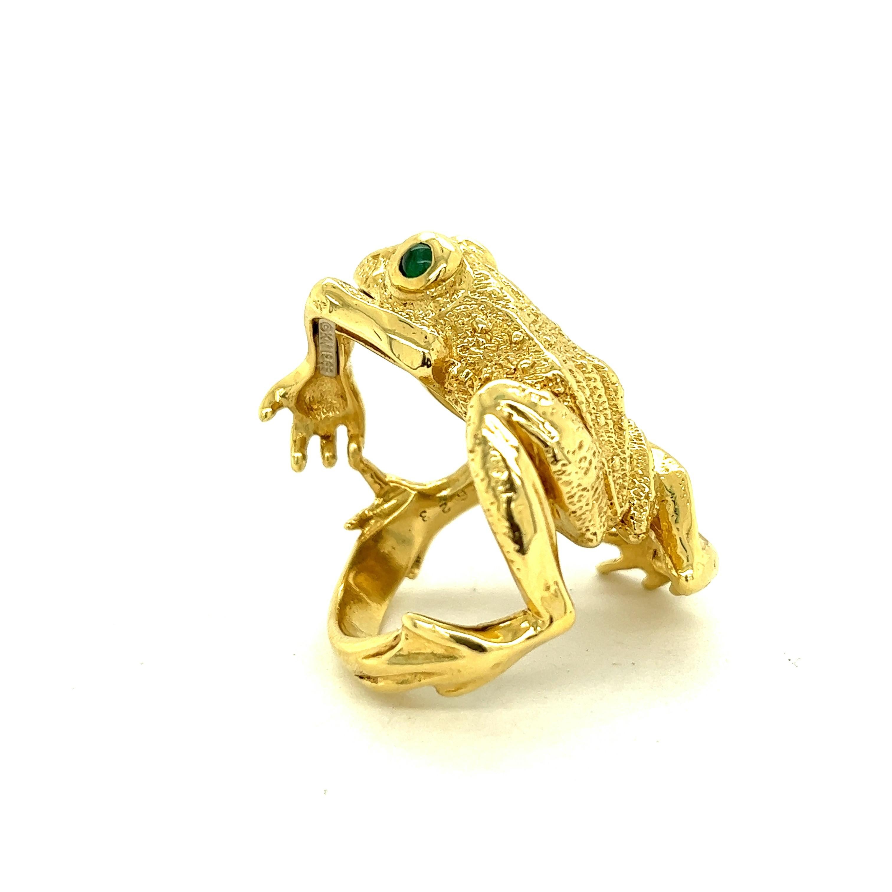 Women's or Men's Kurt Wayne Vintage 18k Yellow Gold Large Frog Ring