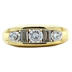Kurt Wayne Vintage Mens 18k Gold Baguette Diamond & Round Diamond Ring Size 14.5