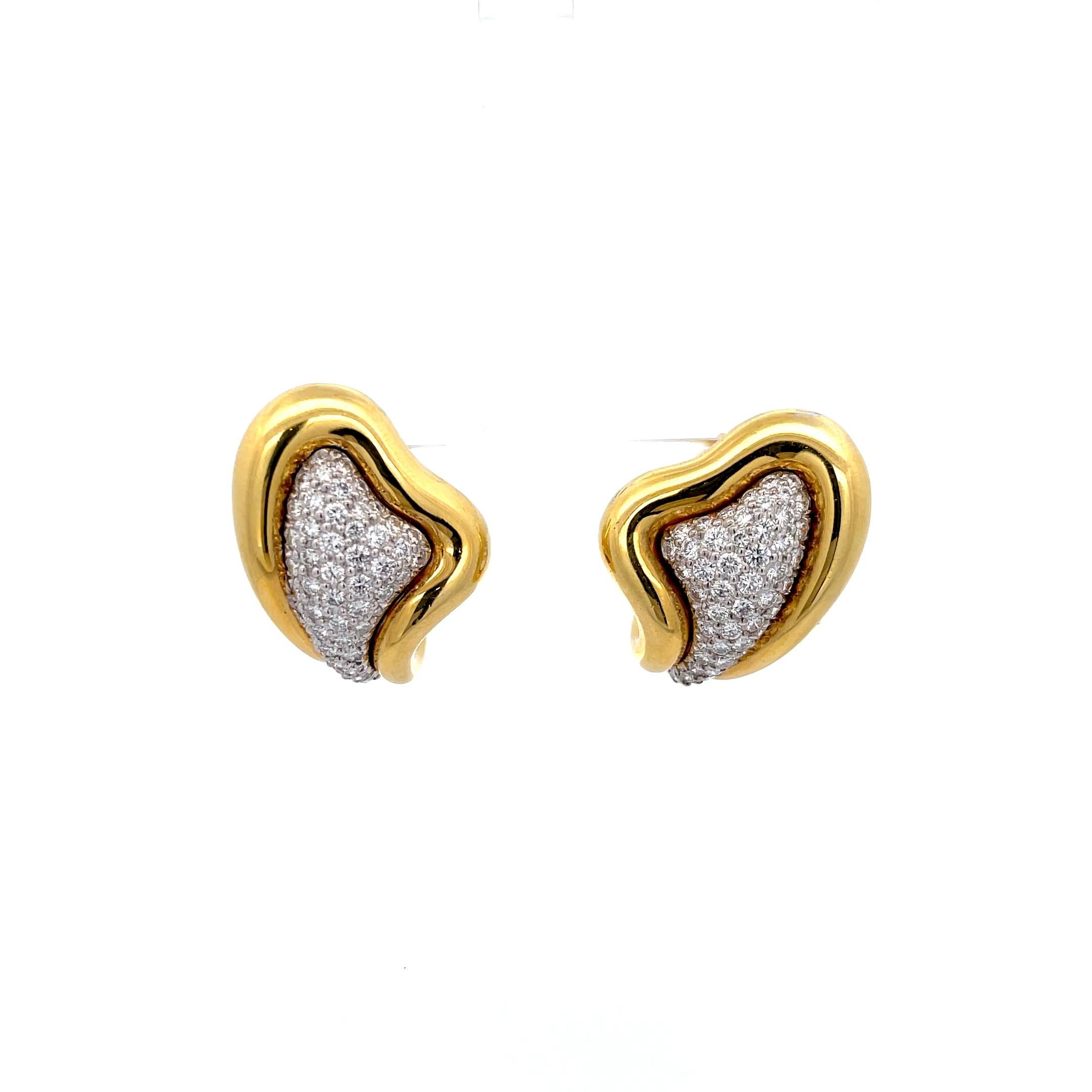 Pendientes de clip con diamantes pavé Kurt Wayne Oro amarillo de 18 quilates Moderno en venta