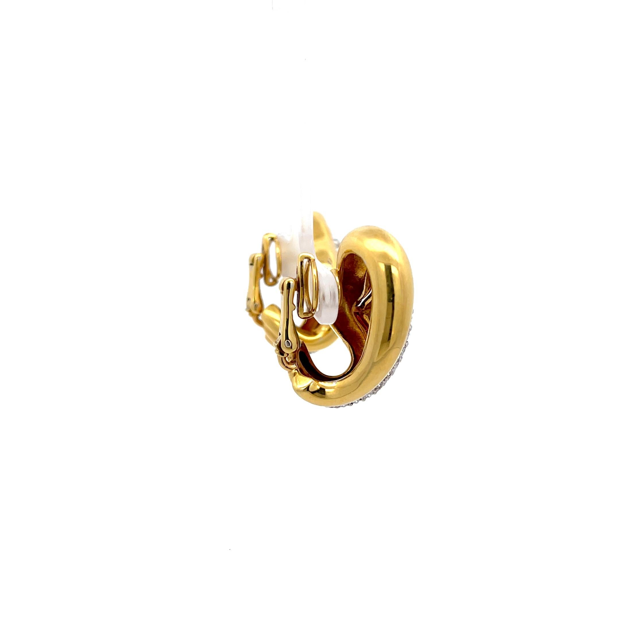 De las mujeres Pendientes de clip con diamantes pavé Kurt Wayne Oro amarillo de 18 quilates en venta