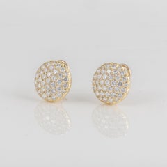 Vintage Kurt Wayne 18K Gold Diamond Button Earrings