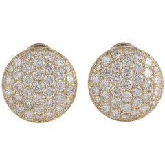 Vintage Kurt Wayne 18K Gold Diamond Button Earrings