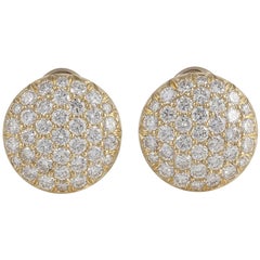 Retro Kurt Wayne Diamond Button Earrings in 18K Yellow Gold