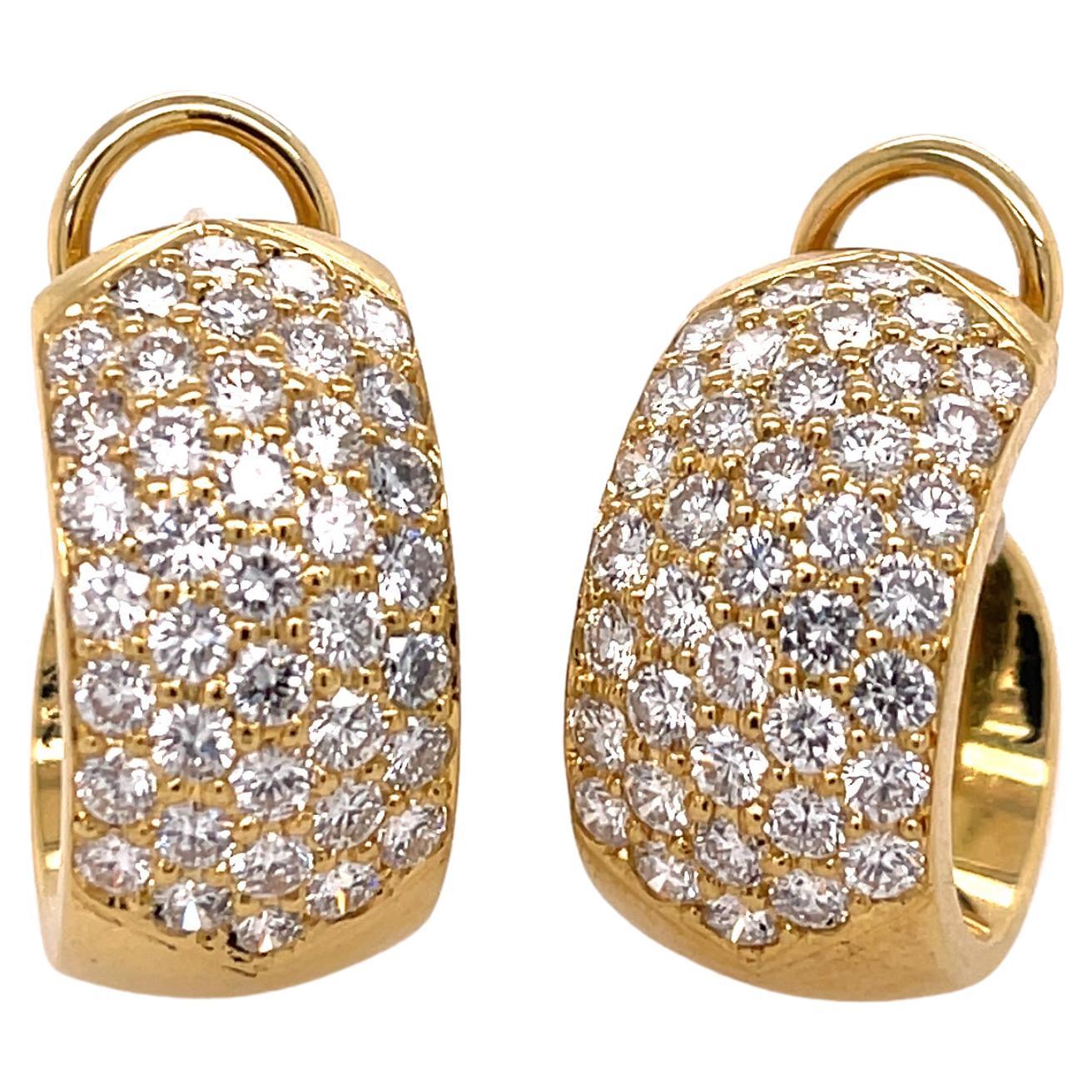 Kurt Wayne Yellow Gold Diamond Hoops For Sale