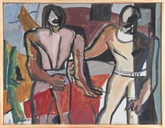 Bold Expressionist Figures 20th Century Oil