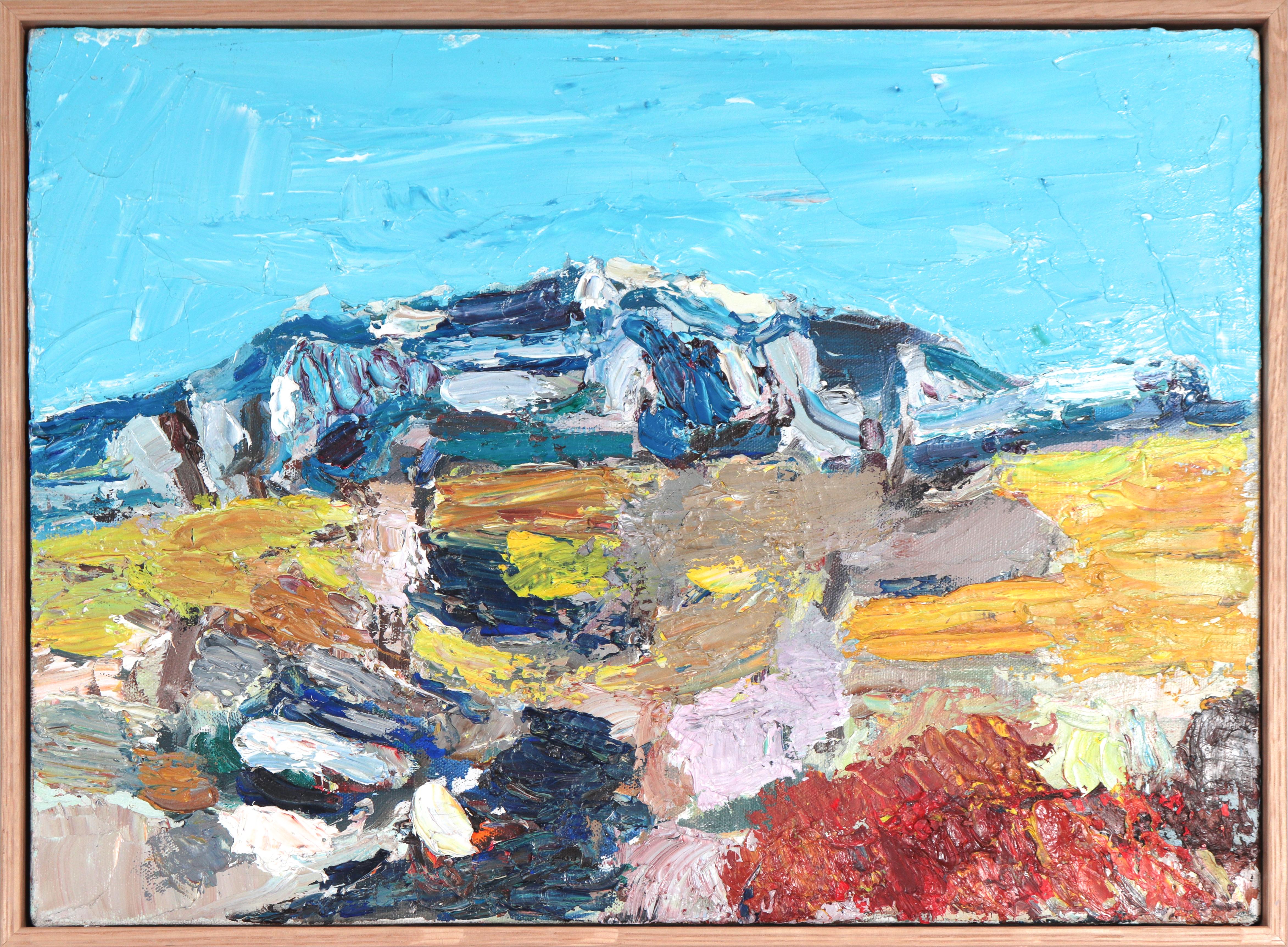Kurt Weber Landscape Painting - Vivid Expressionist Mountain Scene Mid Century Oil