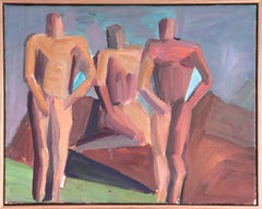 Expressionist Figure Trio 20th Century Oil