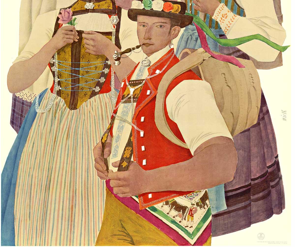 Originales modernes Vintage-Reiseplakat aus der Schweiz, Mitte des Jahrhunderts (Amerikanische Moderne), Print, von Kurt Wirth