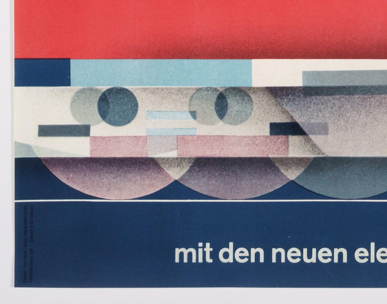 Trans Europ Express - Originalplakat für die Verbindung von Zürich nach Mailand (Violett), Landscape Print, von Kurt Wirth