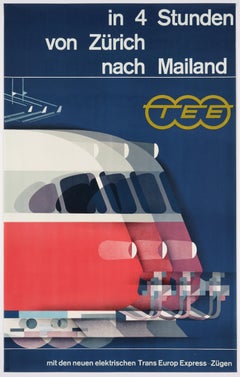 Trans Europ Express - Originalplakat für die Verbindung von Zürich nach Mailand