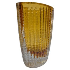 Kurt Wokan Amber Textured Glass Vase, Mid-Century, 1960s