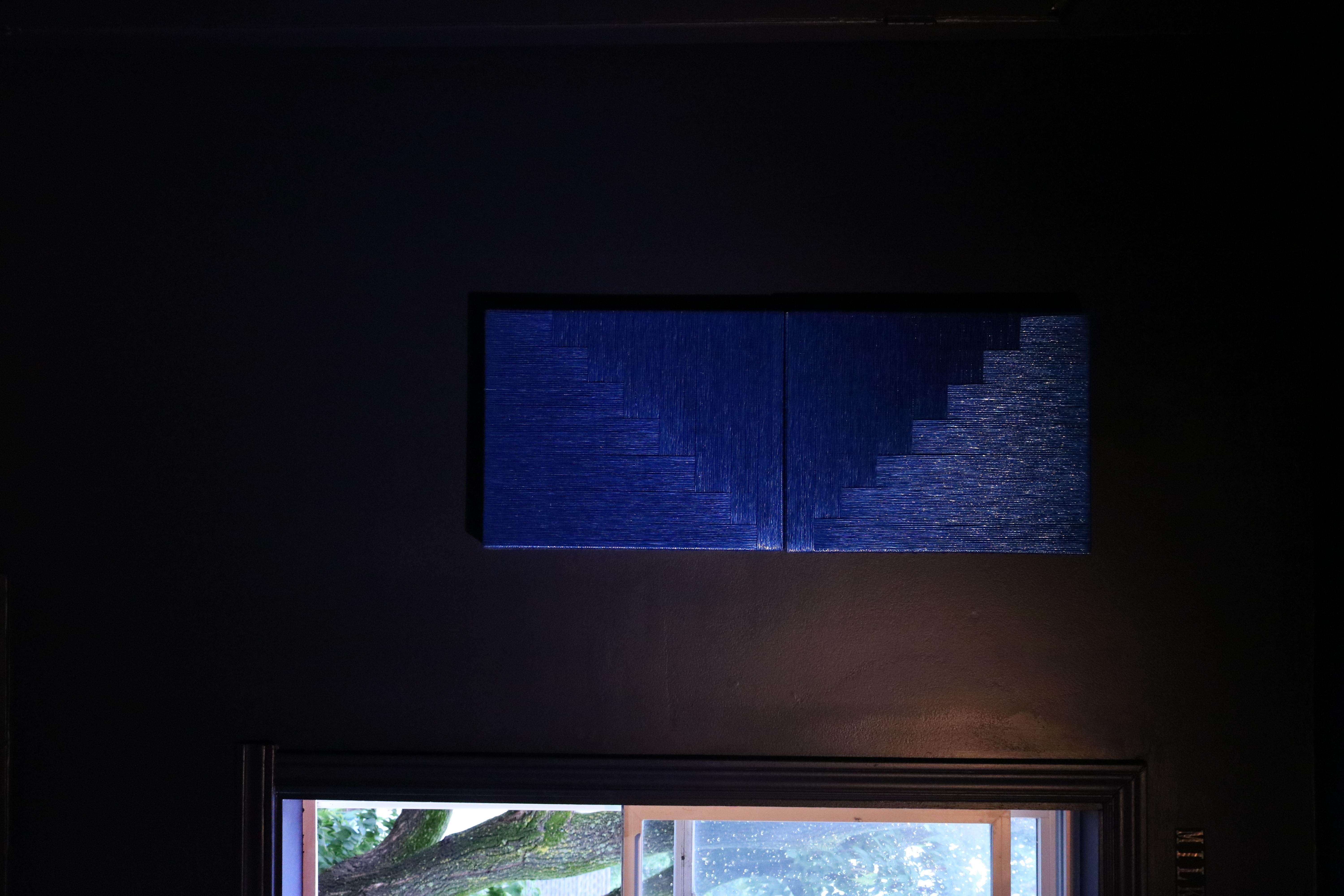 Díptico Plástico Pita Azul (arte en nailon, minimalista, américa latina, arte textil) en venta 1