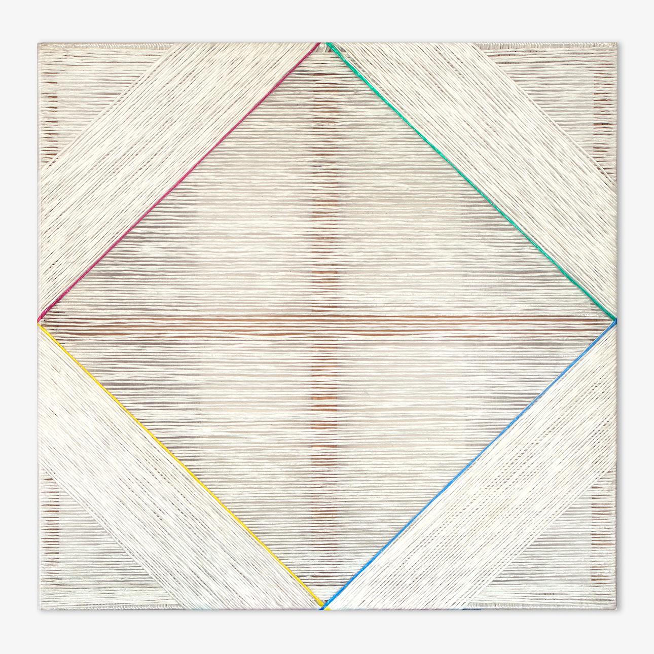 Kurtis Brand Abstract Painting - "Pita Plastic Diamond RGBY", (natural fiber, minimalist, latin america, textile)