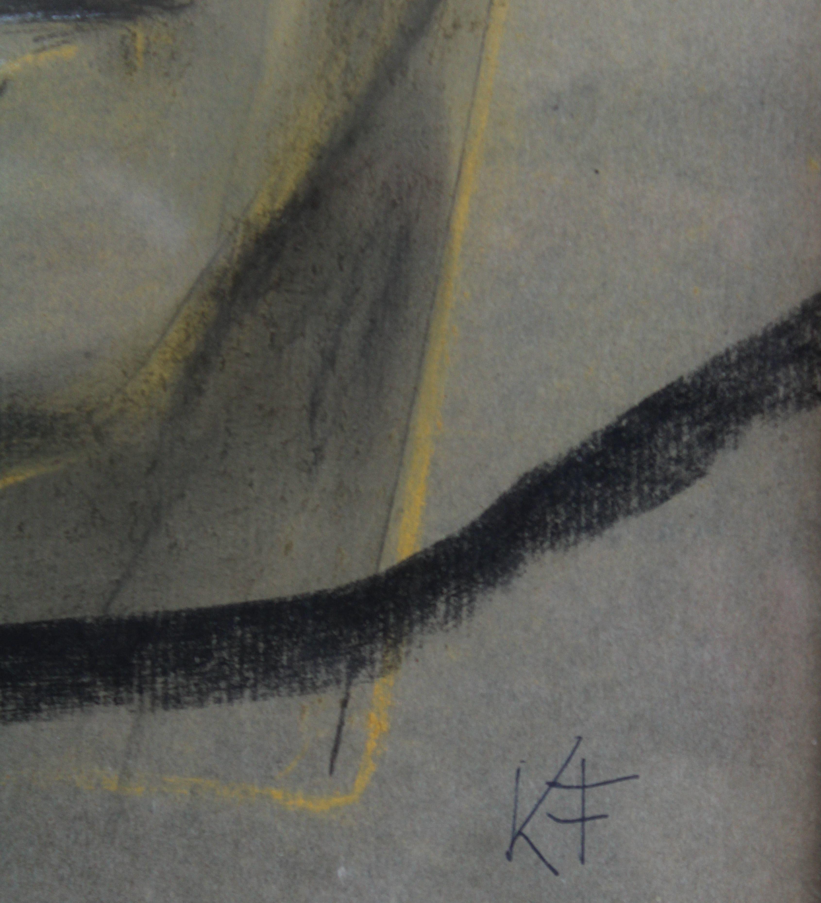 Retrato. Papel, pastel, 35,5x23 cm - Painting Moderno de Kurts Fridrihsons