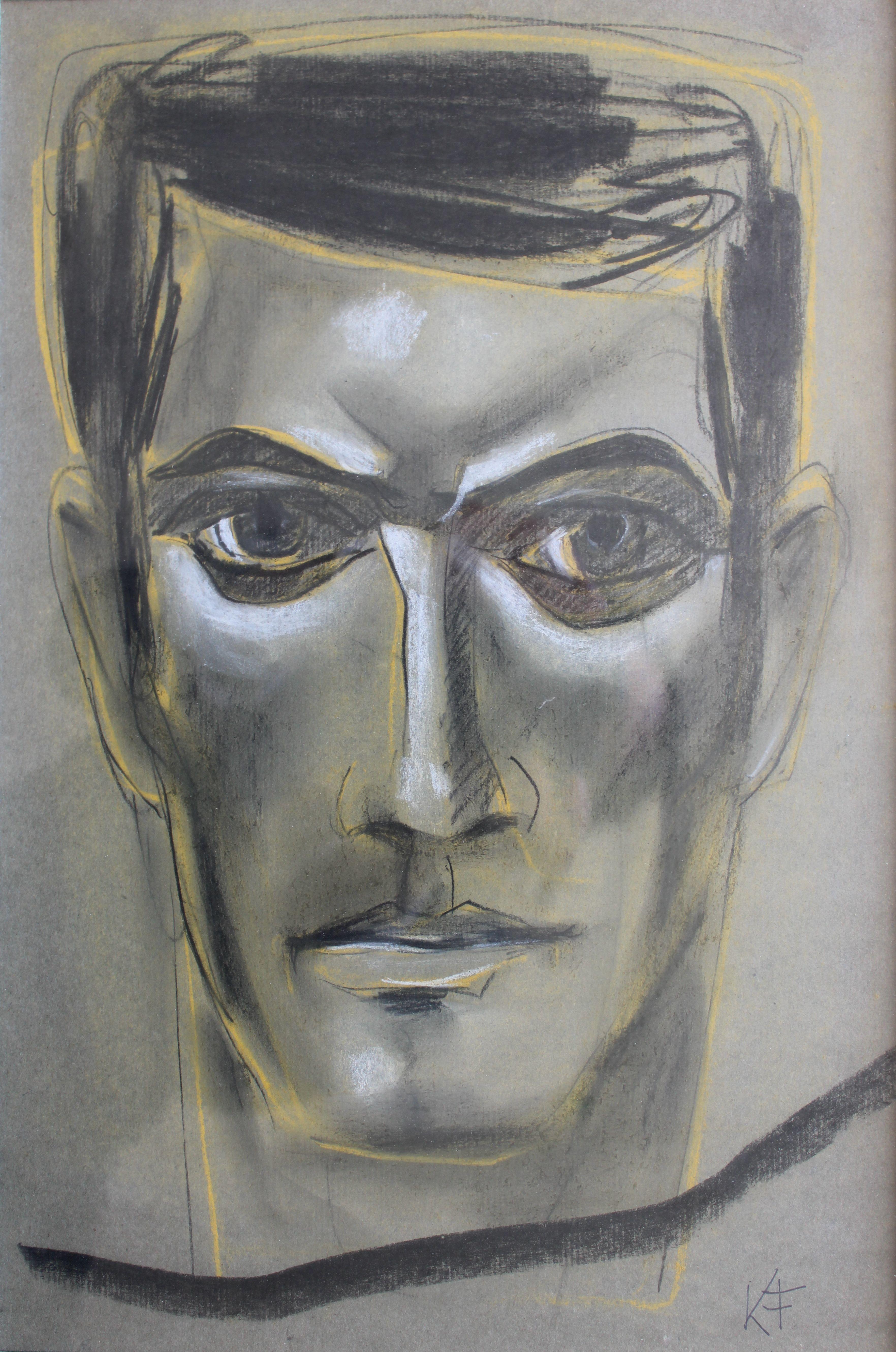 Kurts Fridrihsons Portrait Painting – Porträt. Papier, Pastell, 35.5x23 cm