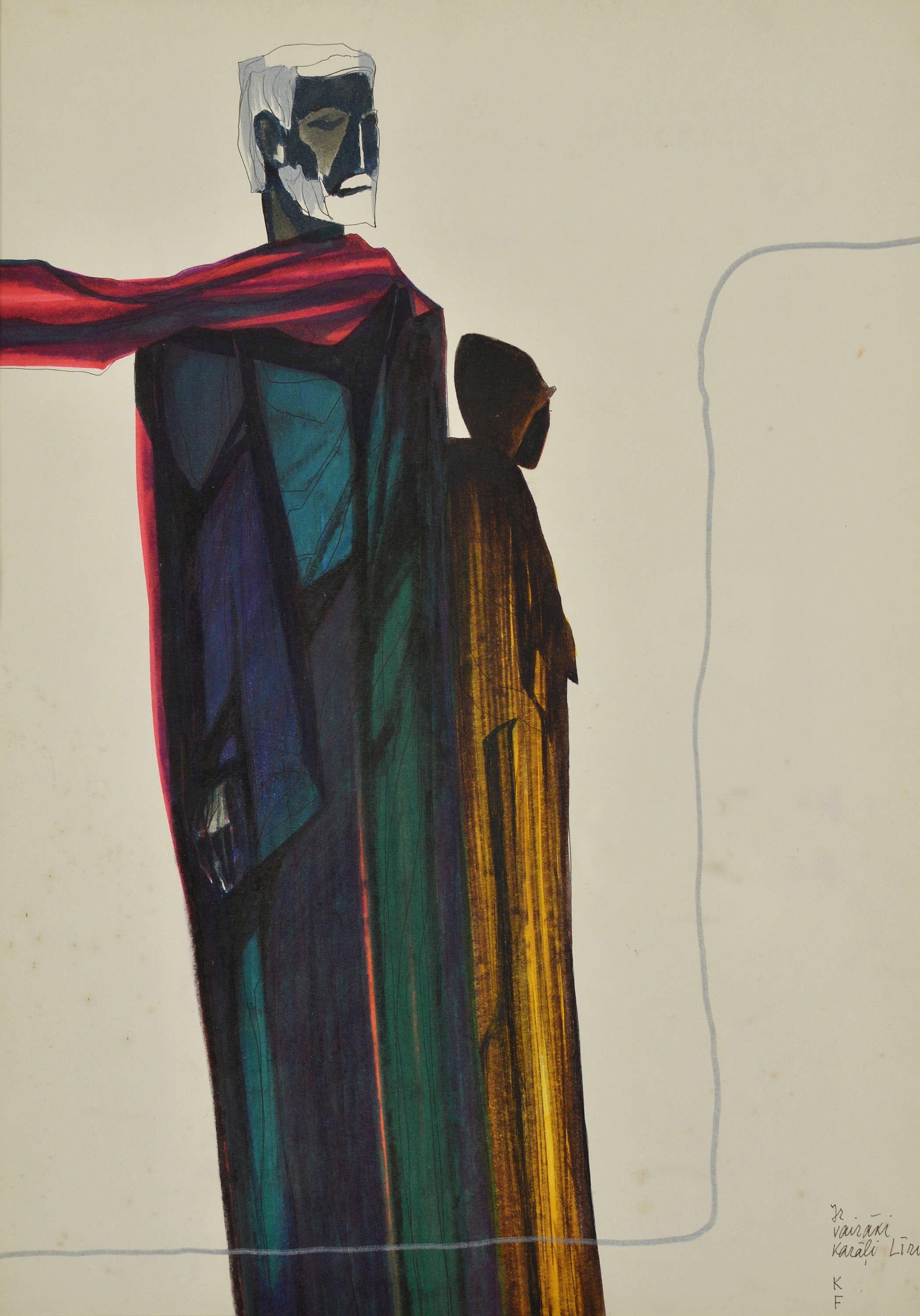 Kurts Fridrihsons Figurative Painting - There are several kings Lear. Paper/markers, 60x42 cm