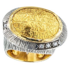 Kurtulan Sterling Silver 24 Karat Gold Diamond Ring
