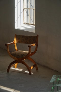 “Kurul” Armchair by Kjærnulf, Oak & Lisa Larson Textile, Mid Century, 1960s
